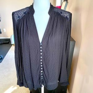 Free People black flowy button down blouse
